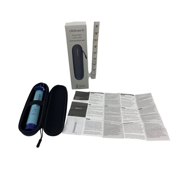 Lifestraw Straw Filter Carry Case W/ Filter Dark Mountain Gray Compact Design - Picture 2 of 5